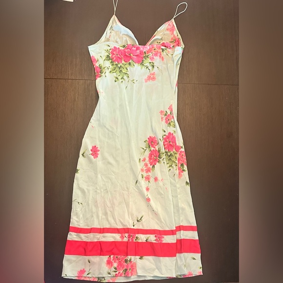 Floral Silk Dress - Pink and Blue - Picture 5 of 5